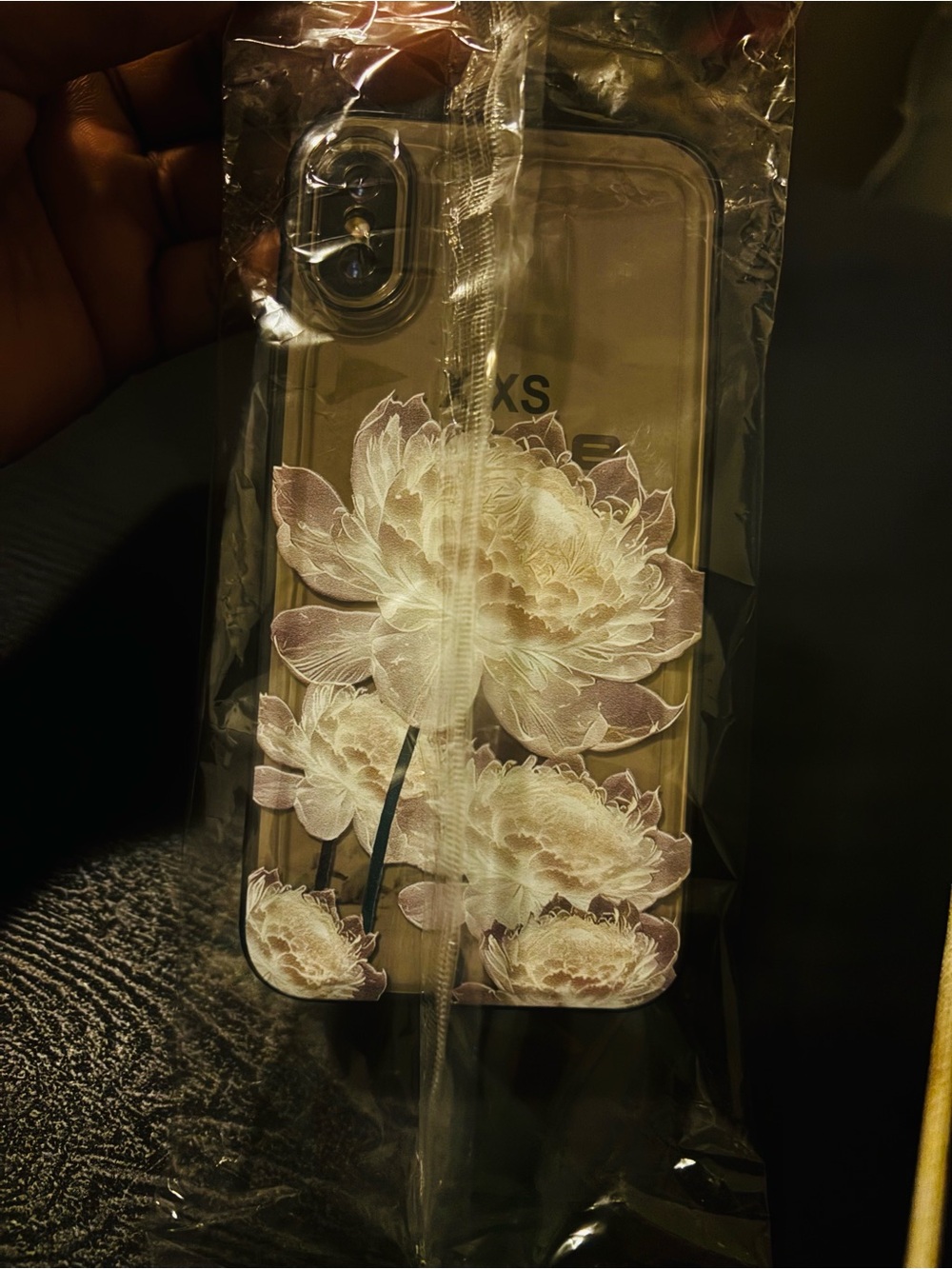 Floral Clear Phone Case for XS - Cream Flower Design